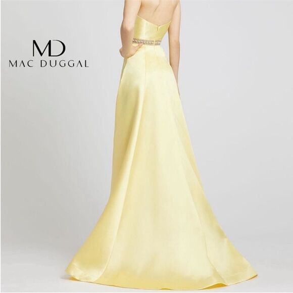 Mac Duggal NWT Flash strapless A-Line gown in the color lemon, size 10 - Picture 2 of 9